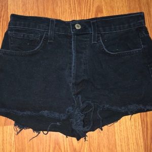 Brandy Melville Black denim raw edge shorts